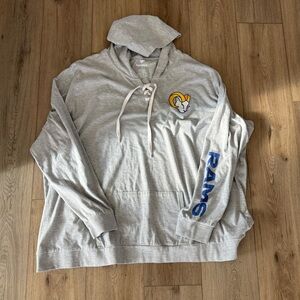 LA Rams Lace Up Hoodie Fanatics Gray 4X Long Sleeve Pullover